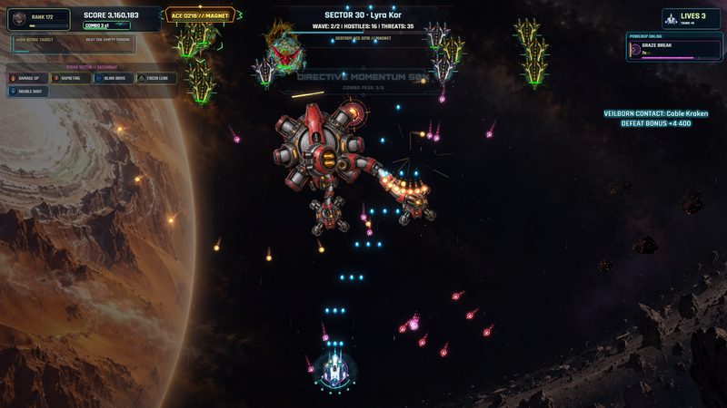 The Veilborn Cable Kraken, a mechanical sphere trailing cables, in the middle of an enemy formation.